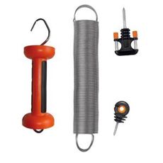 Fjederport for nem adgang, holder hegnet sikkert lukket.