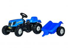 RollyKid New Holland TVT 190 pedaltraktor med trailer, ideel til børn.