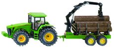 John Deere-traktor med skovvogn, ideel til skovbrug og modelbyggere.
