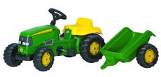 RollyKid John Deere pedaltraktor med anhænger, perfekt til unge gårdelskere.