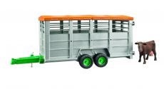 Dyretransportvogn med ko i skala 1:16, perfekt til gårdmodellering.