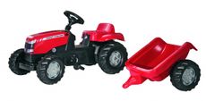 RollyKid Massey Ferguson pedaltraktor med trailer, perfekt til udendørs leg.