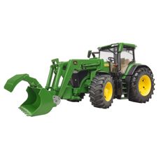 John Deere 7R 350 med læsser, en stor og detaljeret model i skala.
