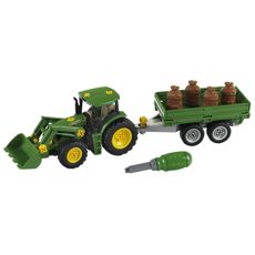 John Deere med trailer i 1:24 skala, ideelt legetøj til børn.