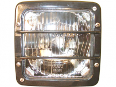 Halogenprojektør 140x140mm, velegnet til 12V og 24V systemer, giver stærk belysning.