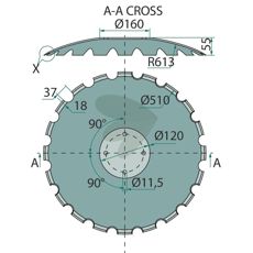 Tallerken 510 X 5, model 78106756, ideel til brug i landbrugsredskaber.