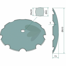 Tallerken tandet Ø610x5mm