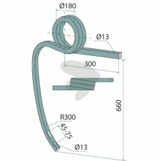Kultivatoraksel højre, vriddet