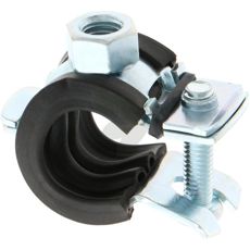 Rørklemme i galvaniseret stål til rør med diameter 12-14 mm, holdbar og sikker.