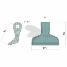 Hammerslag 40/119mm, hul 16,5mm