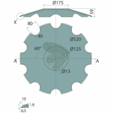 Tallerken tandet Ø520x6mm