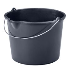 Økonomisk plastikspand på 12 liter, ideel til håndværk og havearbejde.