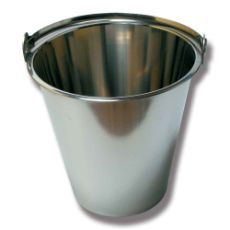 Rustfri kalvespand på 7 liter, holdbar og nem at rengøre for kalve.