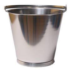 Rustfri spand med kapacitet på 10 liter, perfekt til mad og vand.