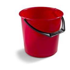 Rød spand på 10 liter, ideel til rengøring og organisering.