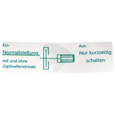 LGF dekal til PTO-switch, vigtig for sikker anvendelse af traktorer.