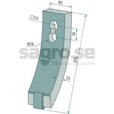 Skærespids med 80 mm bredde, perfekt til præcisionsarbejde i jorden.
