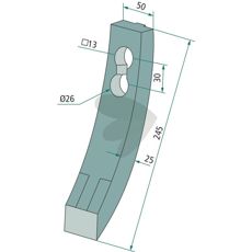 Skærespids med 50 mm bredde, ideel til smalle og præcise snit.
