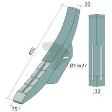 Maschio skærespids 450 mm, designet til effektive snit i hårde jordtyper.