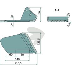 Højre vingerist 475000, designet til kraftfulde snit og minimeret jordmodstand.