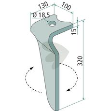 Højre rotorharvetand Ma46010150, til effektiv jordbearbejdning og holdbarhed.