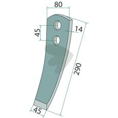 Skærespids Pöttinger 80X290X14mm, optimeret til høj holdbarhed og effektiv skæring.