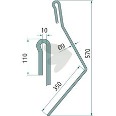 Lang midt efterslæbspind, højre side til Amazone værktøj.