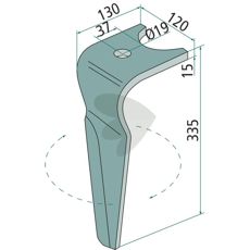 Amazone rotorharvetand 120x335 mm, udformet til bedste ydeevne.