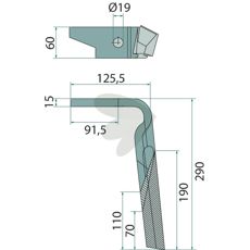Rotorharvetand Højre 950788, kritisk for at sikre effektiv harvning.