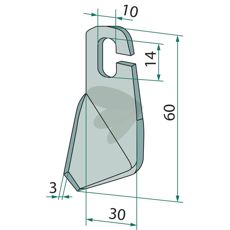 Vingekniv venstre, slebet til effektiv traktorpræstation og præcision.