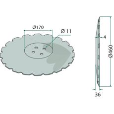 Tallerken med fint tandet design til effektiv jordbearbejdning.