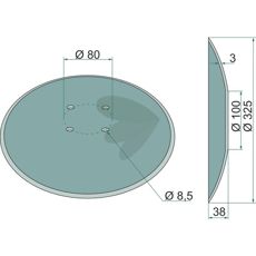 Corex skive Ø 323x2,5 mm for optimal ydeevne i jordbearbejdning.