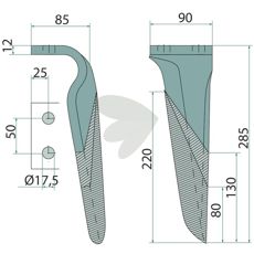 Venstre rotorharvetand M27100209R er perfekt til jordbearbejdning.