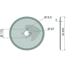 Skive med Ø 400 mm, ideel til tunge landbrugsopgaver.