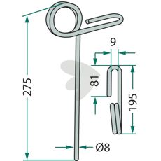 Bag efterharvetand 275mm fra Kuhn, ideel til præcis jordbearbejdning.