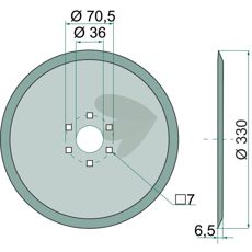 Skæreskive Ø330 mm til effektiv jordbearbejdning i gødningssystemer.