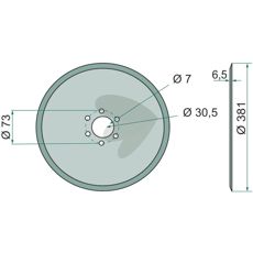 Skæreskive Ø385 mm til præcis placering af gødningsmidler.