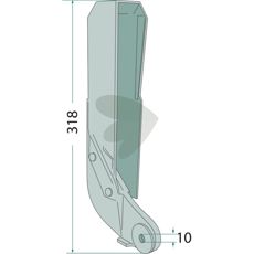 Skær til Accord/Kverneland, 318mm med 10mm hul, holdbar og effektiv.
