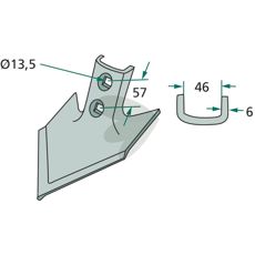 Gåsefods skær, arbejdsbredde 100mm, 47° vinkel til præcision.