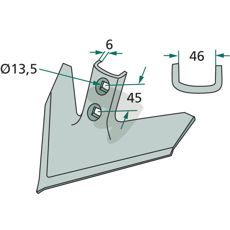 Gåsefods skær 254mm arbejdsbredde med 47° vinkel, perfekt til skæring.