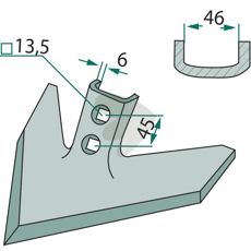 Gåsefods skær, 280mm arbejdsbredde, effektiv og holdbar i brug.
