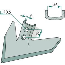 Gåsefods skær med 250 mm arbejdsbredde og 50 graders vinkel til optimale arbejdsforhold.