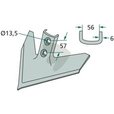 Gåsefods skær med 305 mm arbejdsbredde og 50 graders vinkel til bedste resultat.