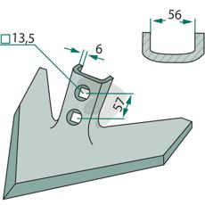 Gåsefods skær med 457 mm arbejdsbredde og 50 graders vinkel til hårde opgaver.