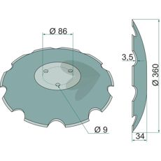 Skive på 360x3 mm til traktorer og landbrugsudstyr.