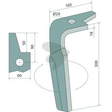 Rotorharvetand kompatibel med Amazone og andre mærker.
