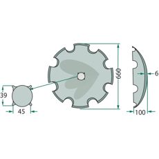 Tandet skål Ø660x6 mm, kompatibel med Great Plains og Simba, effektiv jordbearbejdning.