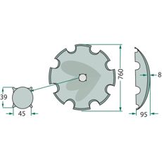 Tandet skål Ø760x8 mm, perfekt til hårde jordforhold og effektiv bearbejdning.