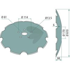 Tandet skål Ø610x6 mm, sikrer effektiv jordbearbejdning og vækst.