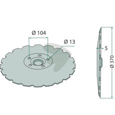 Skiveskær med diameter 370 mm for effektiv jordbearbejdning.